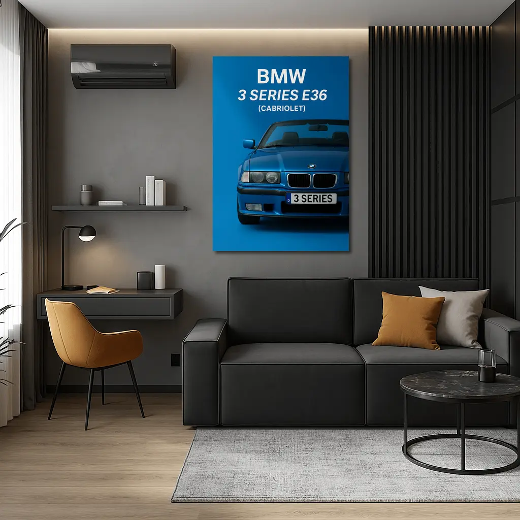 BMW Three Series E36 Cabriolet Blue Art – Wall Art
