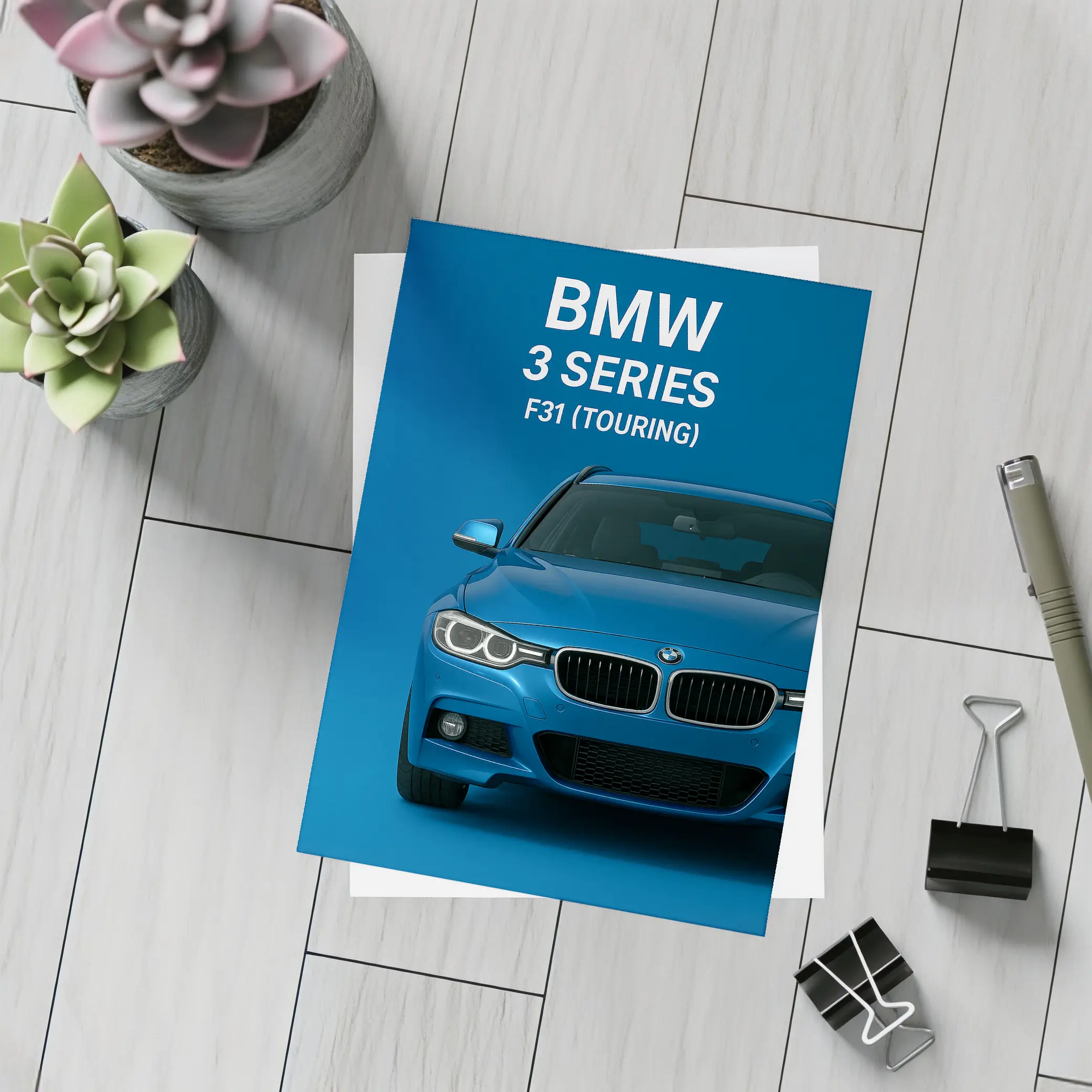 BMW Three Series F31 Touring Blue – Postcards
