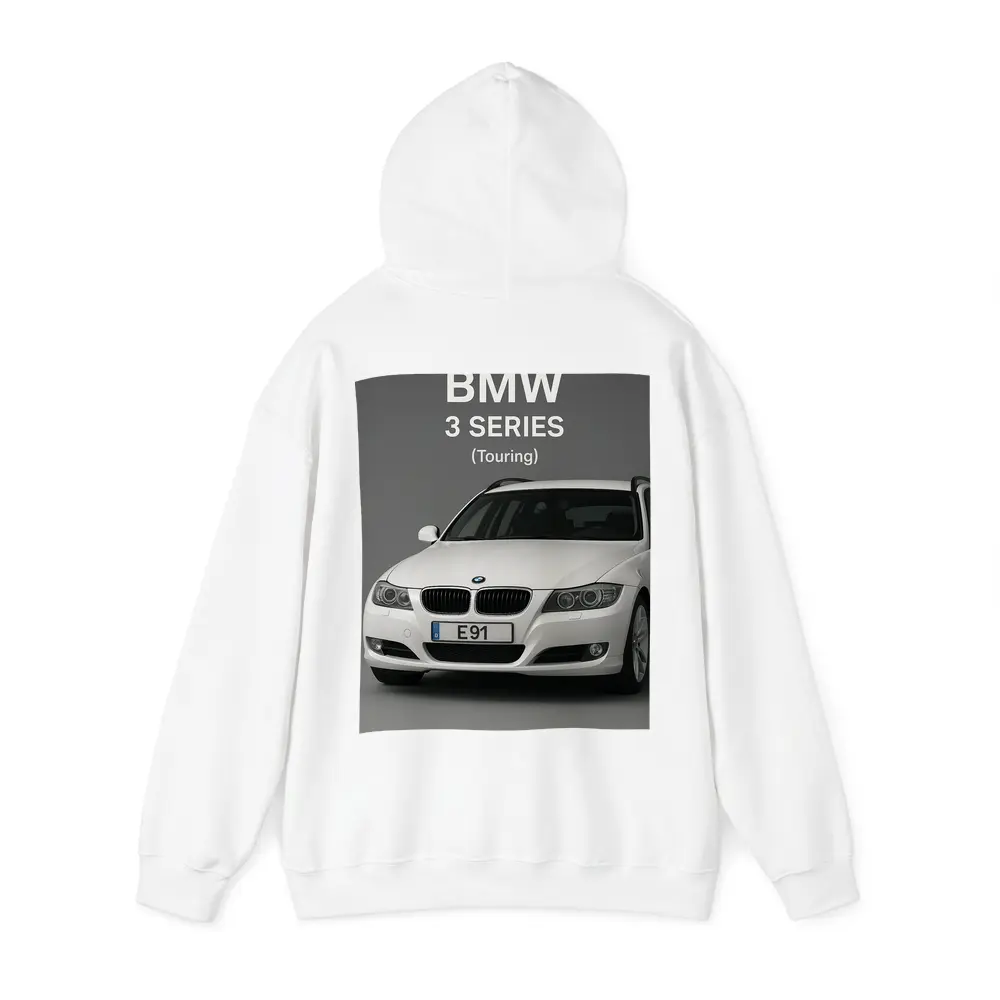 BMW Three Series Touring White Gray Background – Hoodies