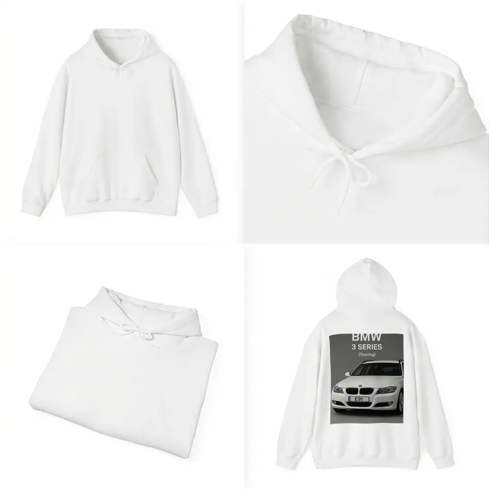 BMW Three Series Touring White Gray Background – Hoodies