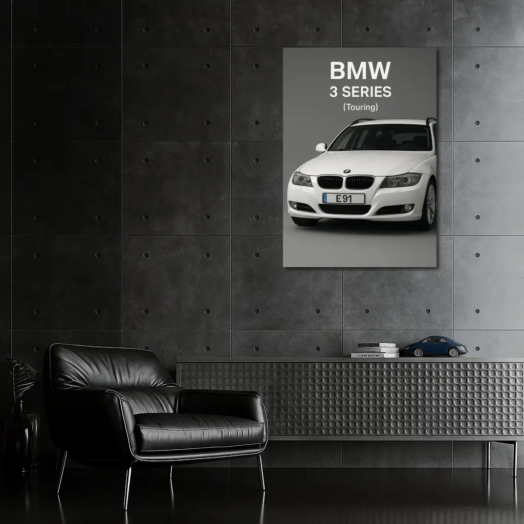 BMW Three Series Touring White Gray Background – Wall Art
