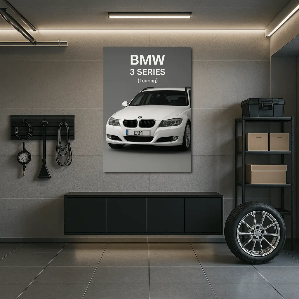 BMW Three Series Touring White Gray Background – Wall Art
