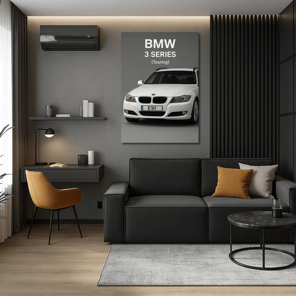 BMW Three Series Touring White Gray Background – Wall Art