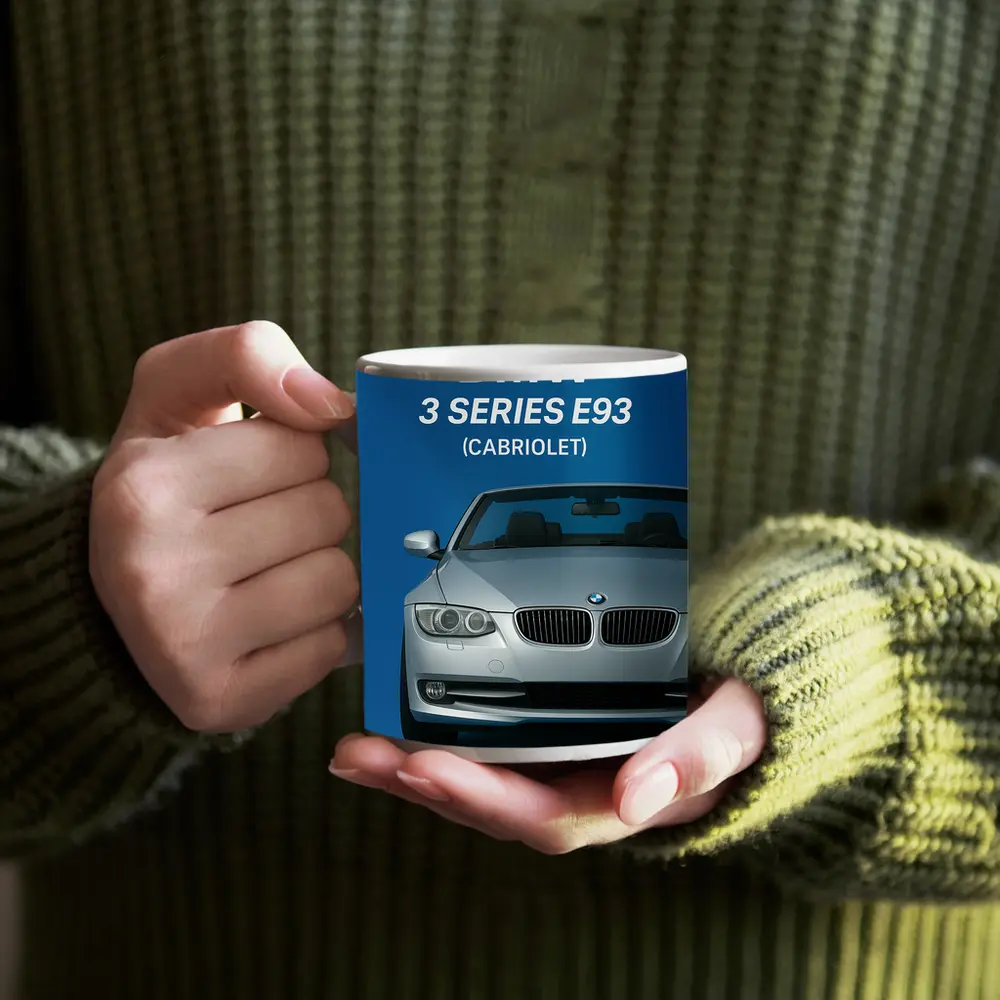 BMW Three Series E93 Cabriolet Blue Background – Mugs