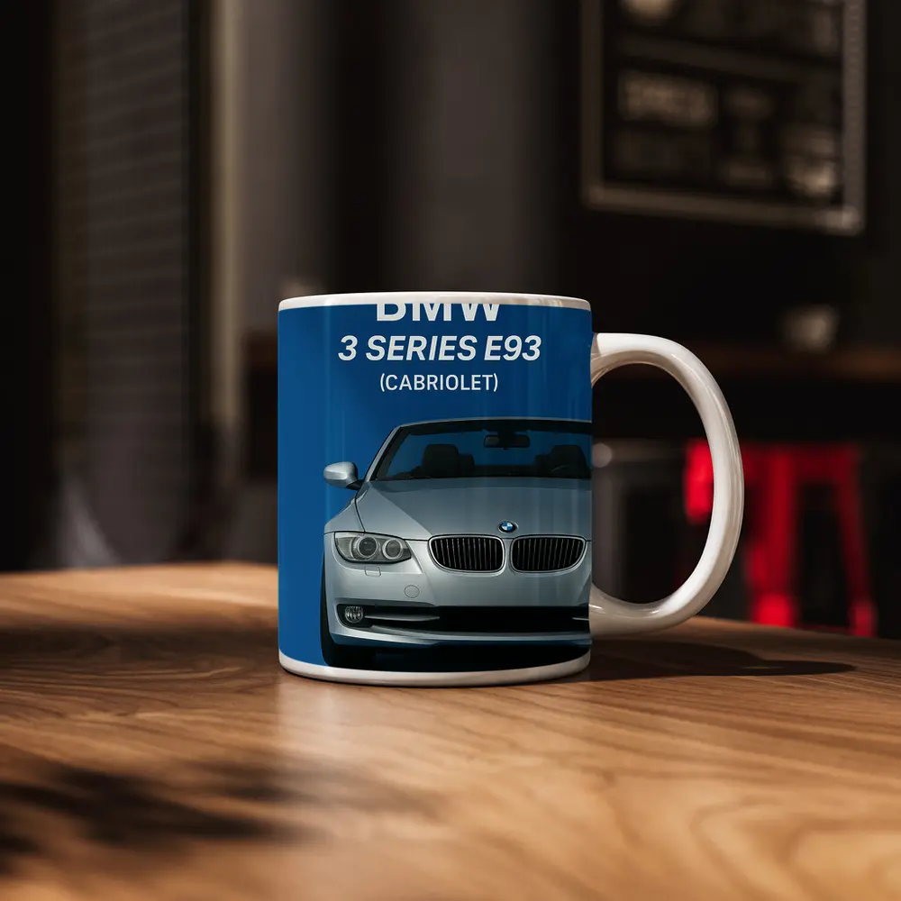 BMW Three Series E93 Cabriolet Blue Background – Mugs