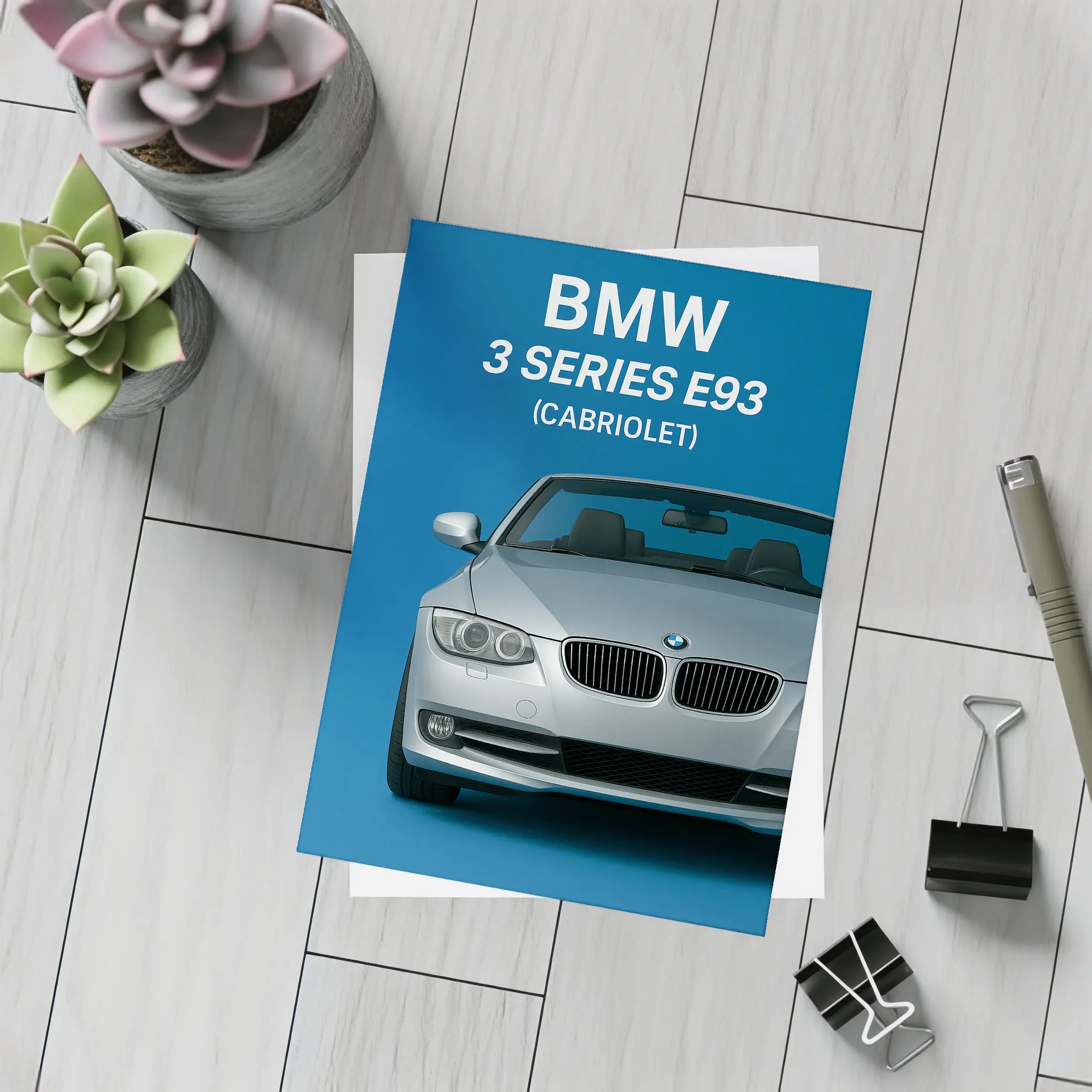 BMW Three Series E93 Cabriolet Blue Background – Postcards