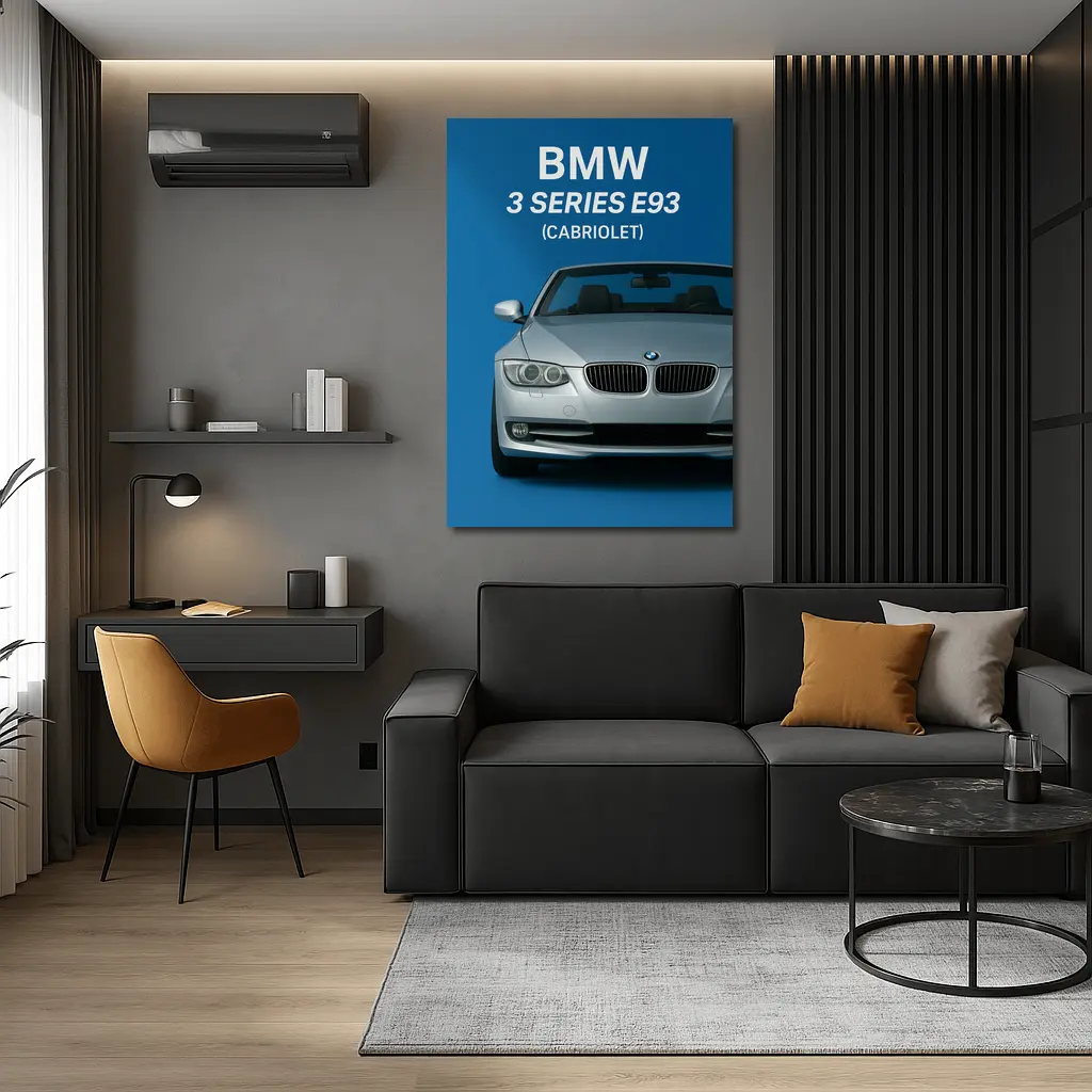 BMW Three Series E93 Cabriolet Blue Background – Wall Art