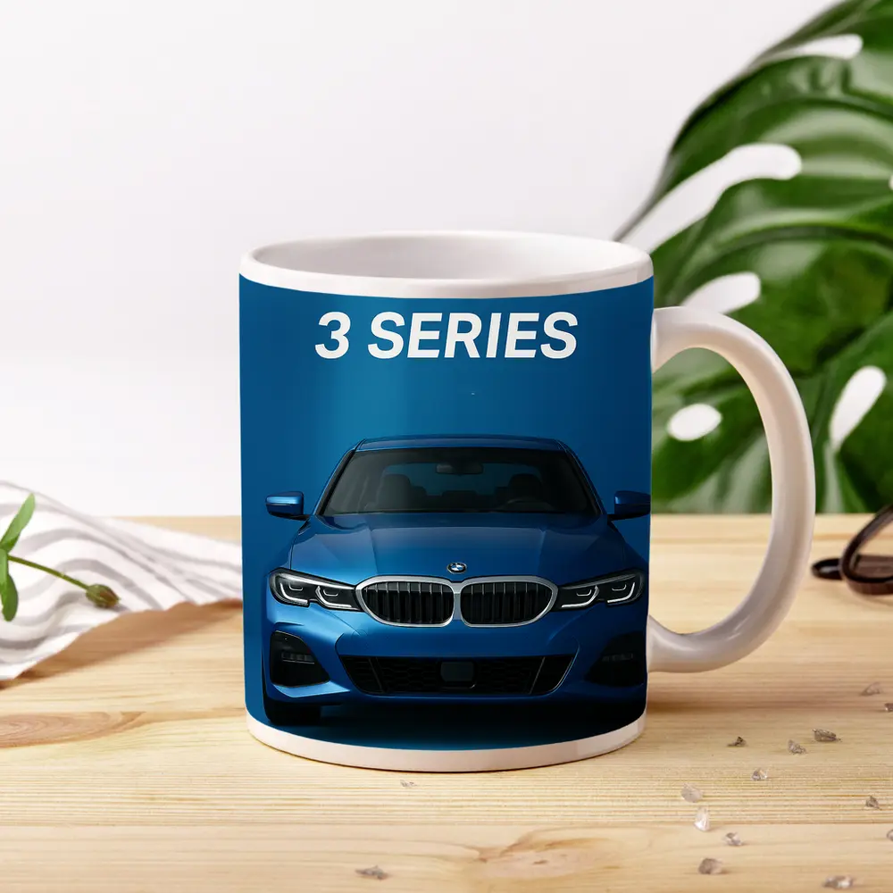 BMW 3 Series Blue Studio Front View – Mugs