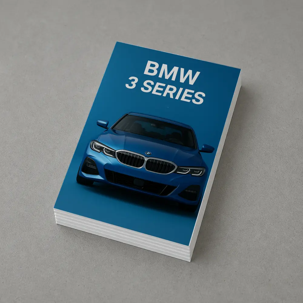 BMW 3 Series Blue Studio Front View – Postcards