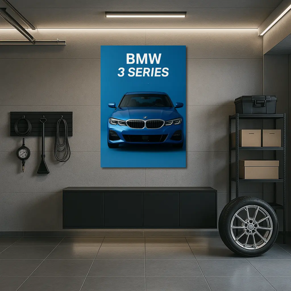 BMW 3 Series Blue Studio Front View – Wall Art