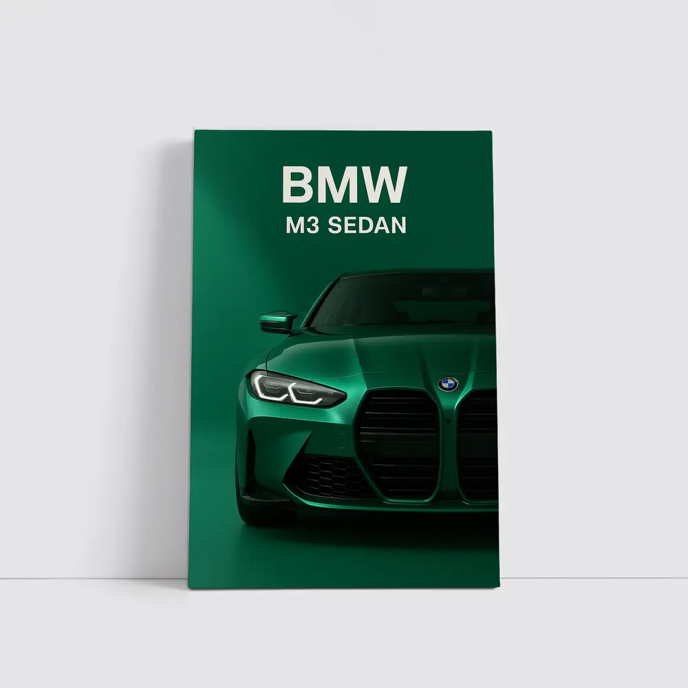 BMW M3 Sedan Green Front View Art – Wall Art