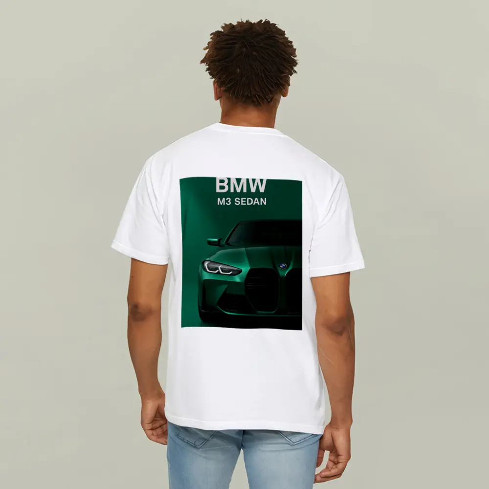 BMW M3 Sedan Green Front View Art – T-Shirts