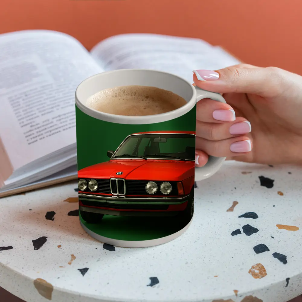 BMW 3 Series E21 Red Green Background – Mugs