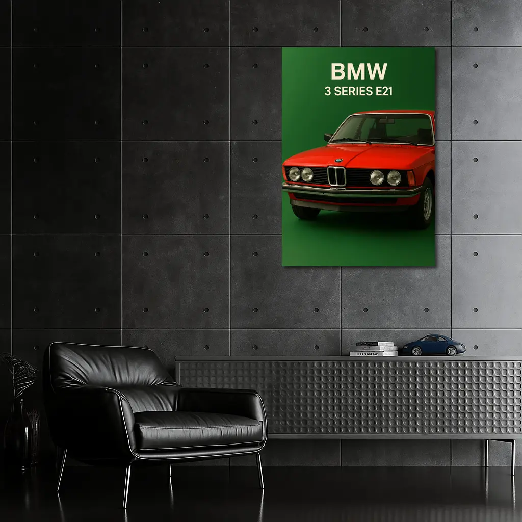 BMW 3 Series E21 Red Green Background – Wall Art