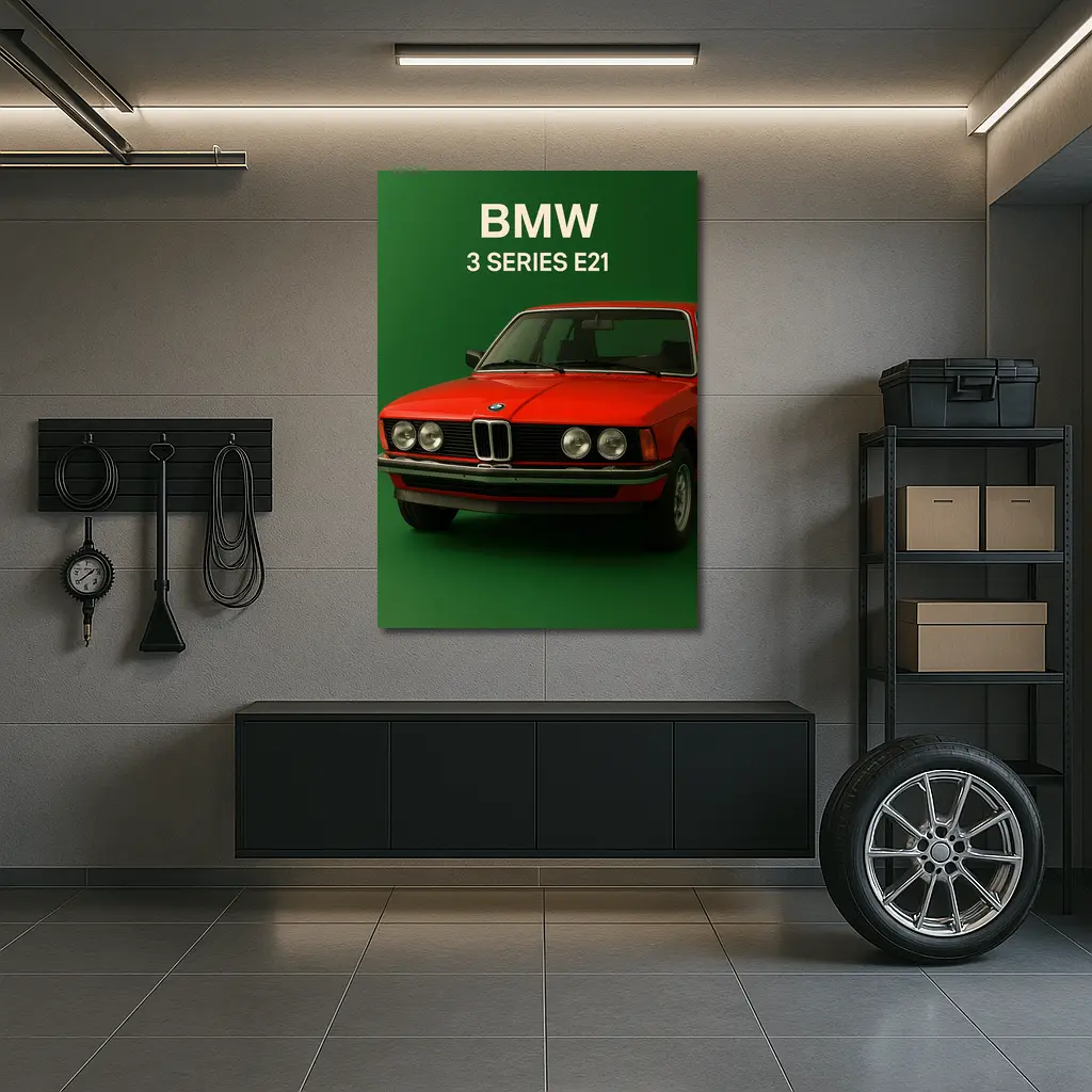 BMW 3 Series E21 Red Green Background – Wall Art