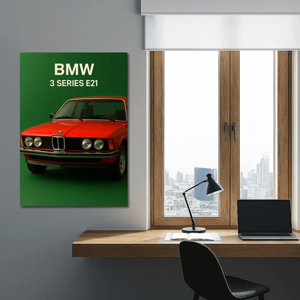 BMW 3 Series E21 Red Green Background – Wall Art