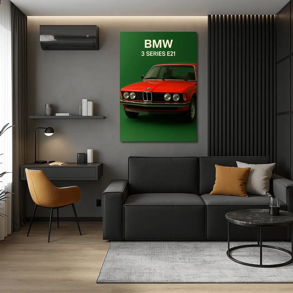 BMW 3 Series E21 Red Green Background – Wall Art