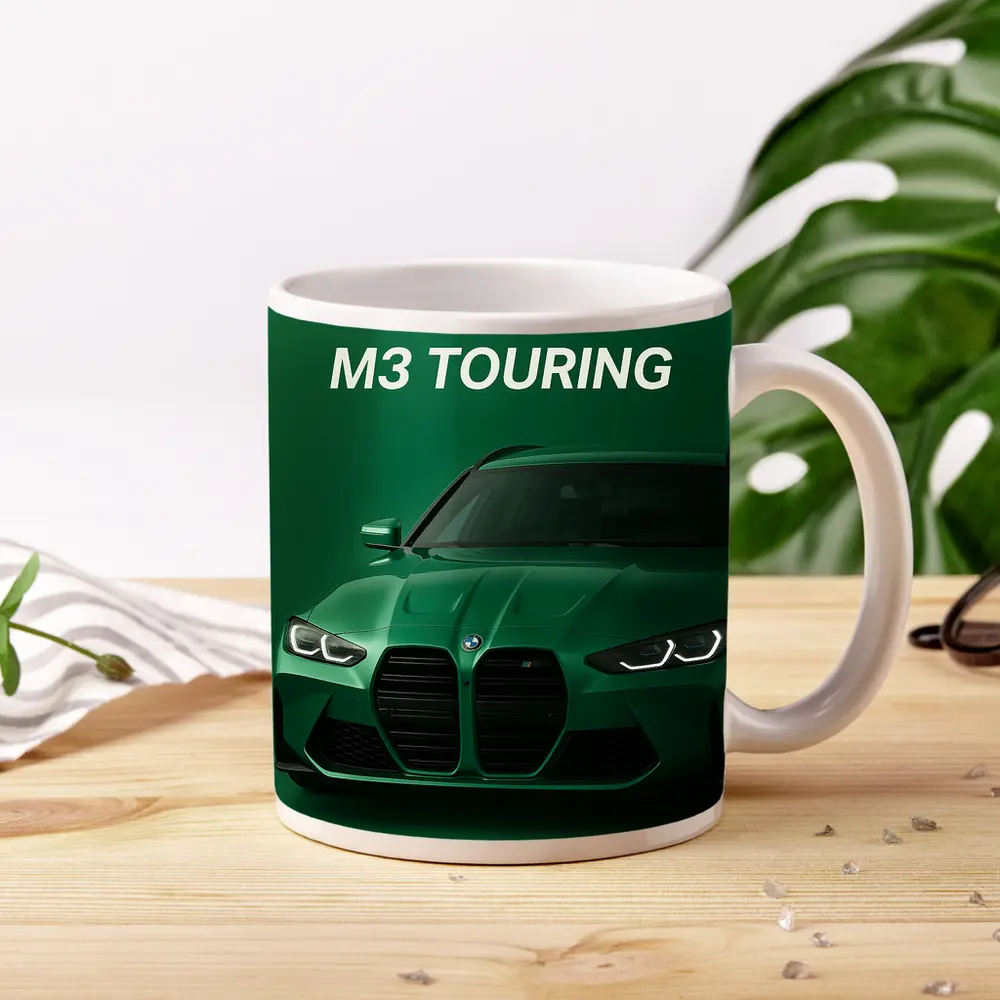 BMW M3 Touring Green Minimal Car Art – Mugs