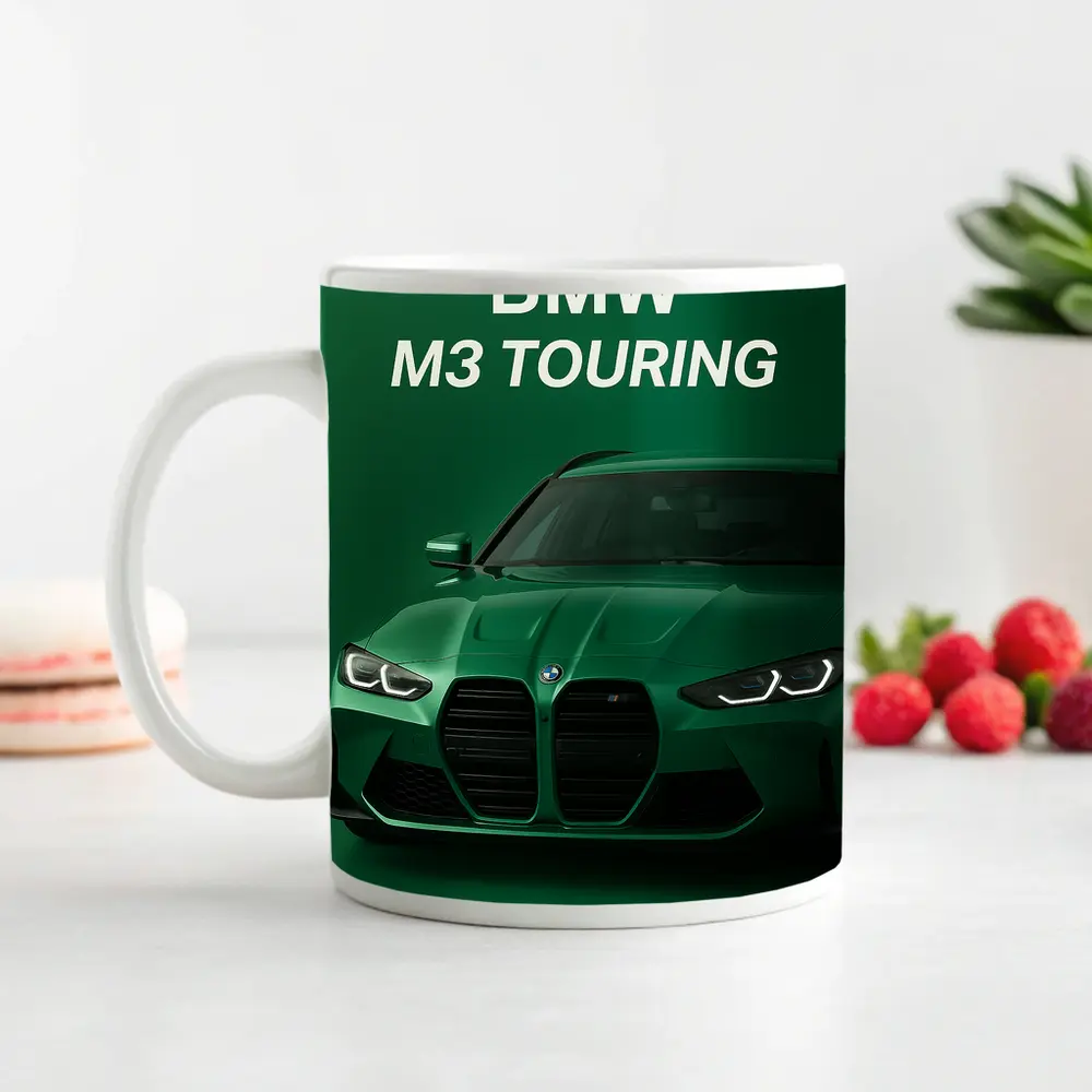 BMW M3 Touring Green Minimal Car Art – Mugs