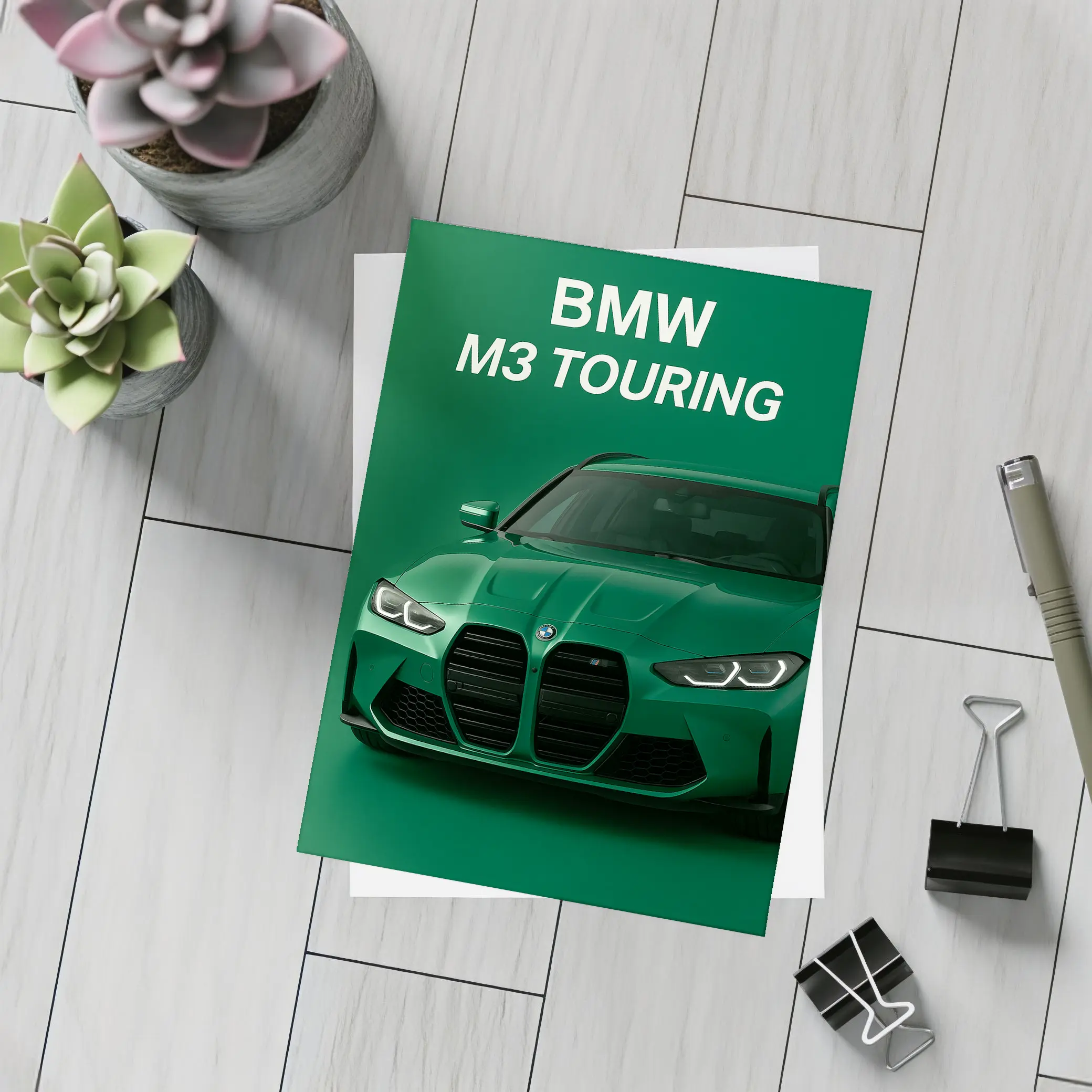 BMW M3 Touring Green Minimal Car Art – Postcards