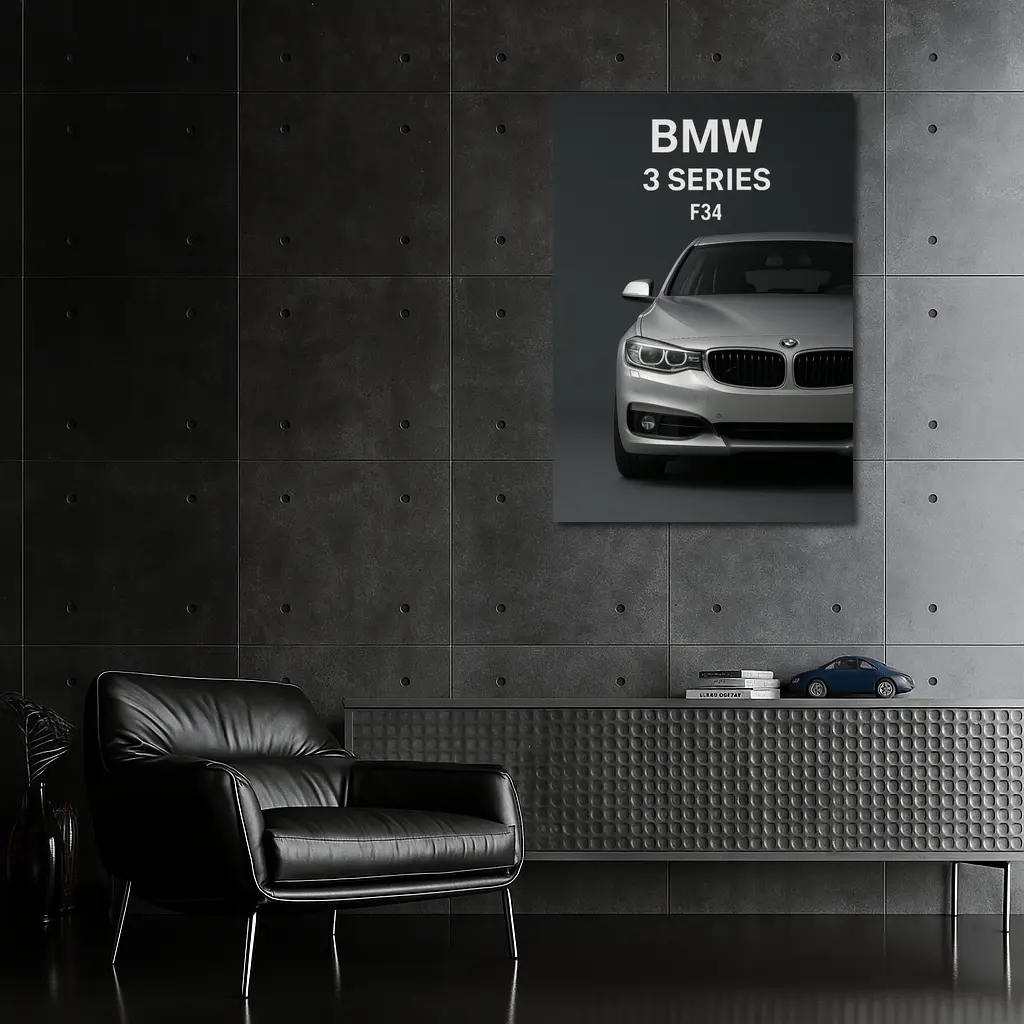 BMW 3 Series F34 Dark Studio Front View – Wall Art