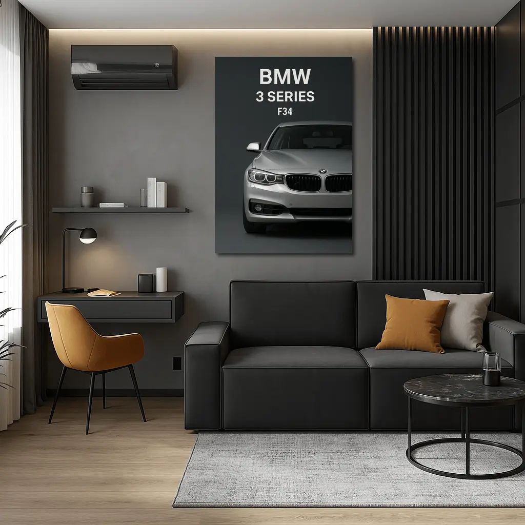 BMW 3 Series F34 Dark Studio Front View – Wall Art