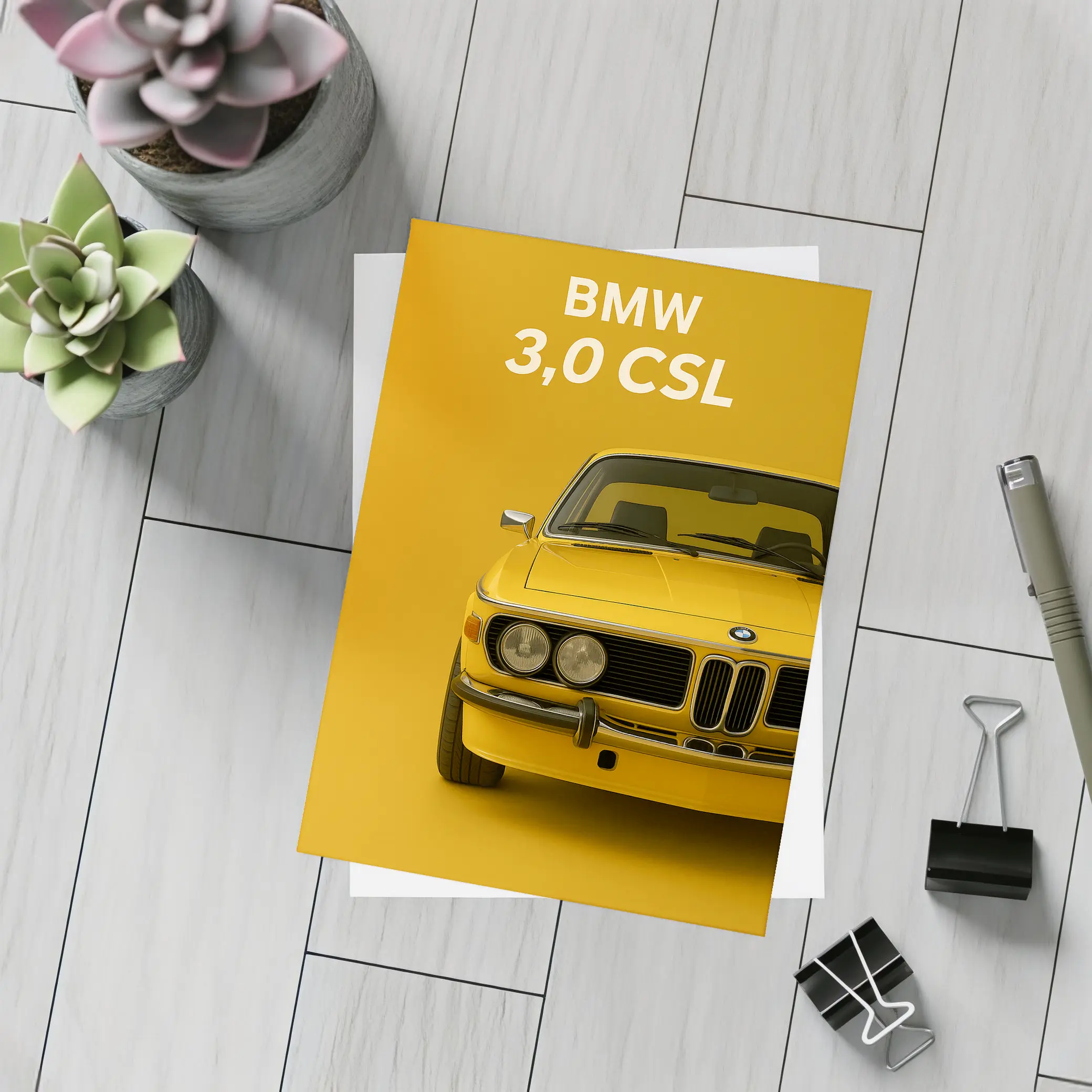 BMW Three Zero CSL Classic Yellow Minimal – Postcards