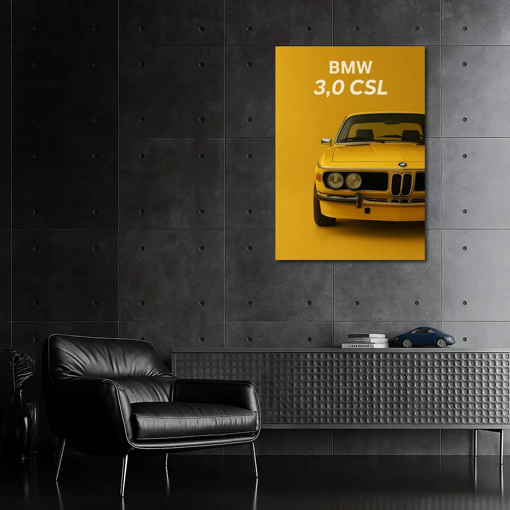 BMW Three Zero CSL Classic Yellow Minimal – Wall Art