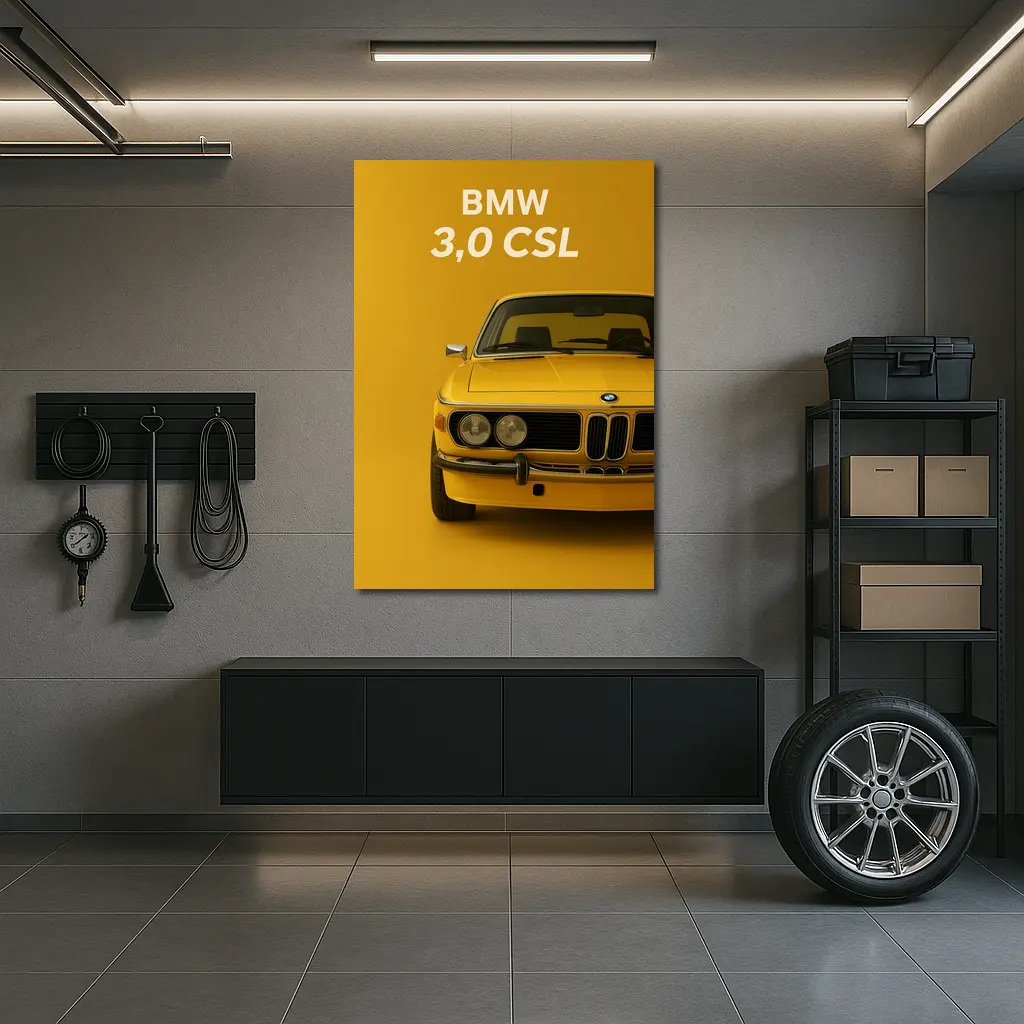 BMW Three Zero CSL Classic Yellow Minimal – Wall Art