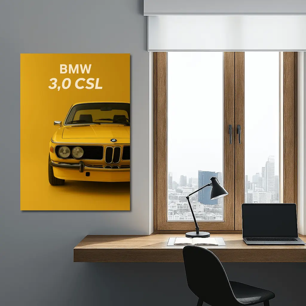 BMW Three Zero CSL Classic Yellow Minimal – Wall Art