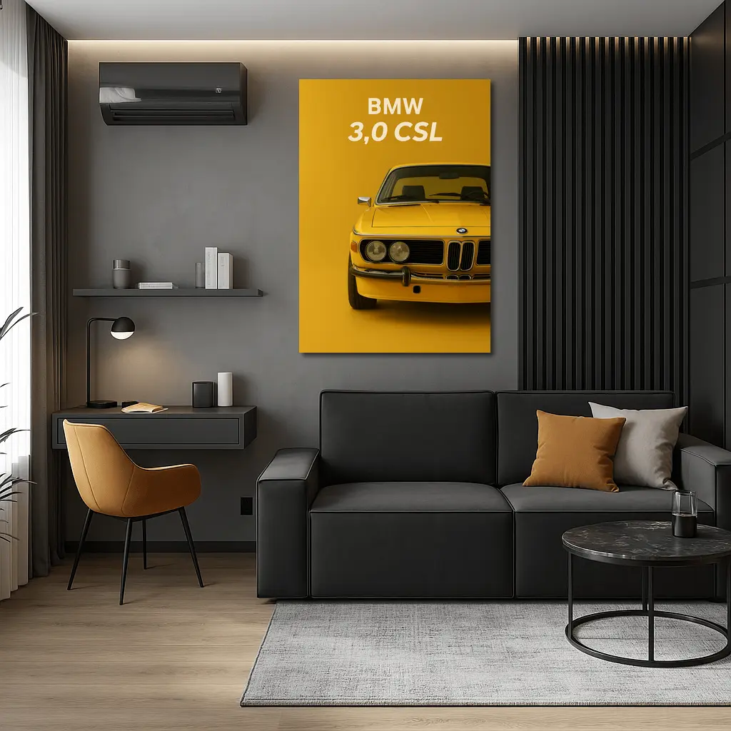 BMW Three Zero CSL Classic Yellow Minimal – Wall Art