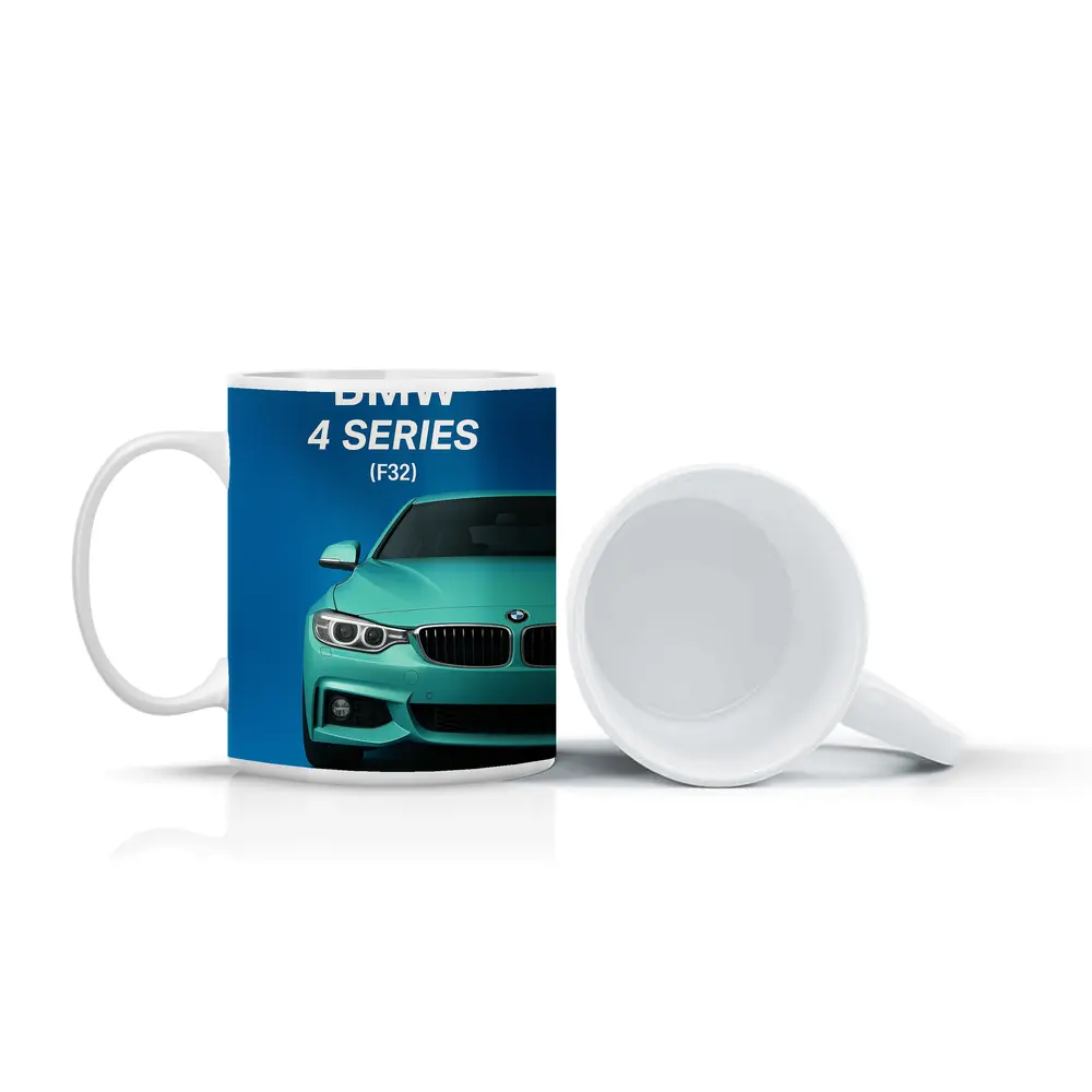 BMW Four Series F32 Teal Blue Background – Mugs