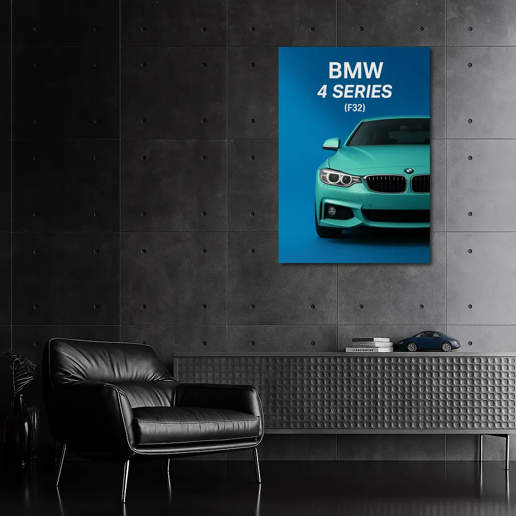 BMW Four Series F32 Teal Blue Background – Wall Art