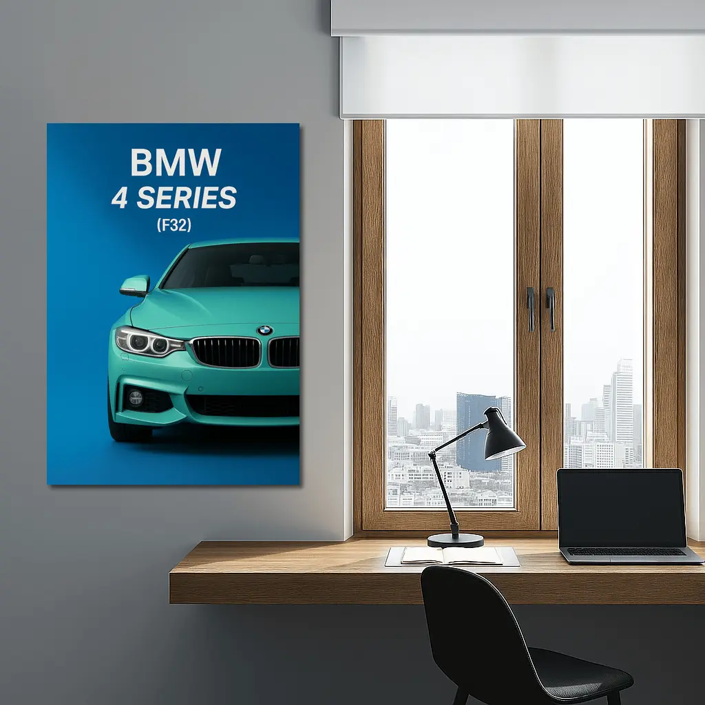 BMW Four Series F32 Teal Blue Background – Wall Art