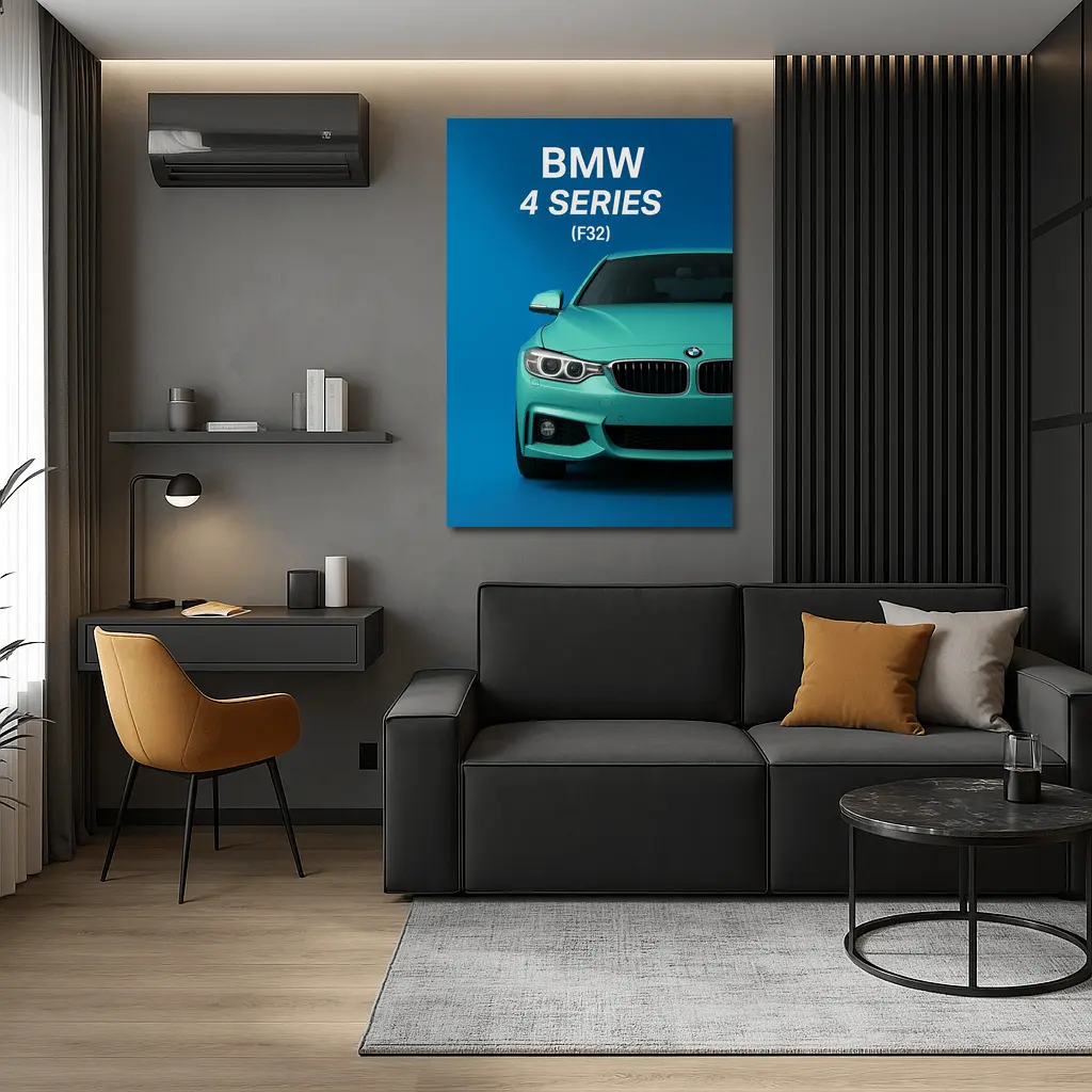 BMW Four Series F32 Teal Blue Background – Wall Art