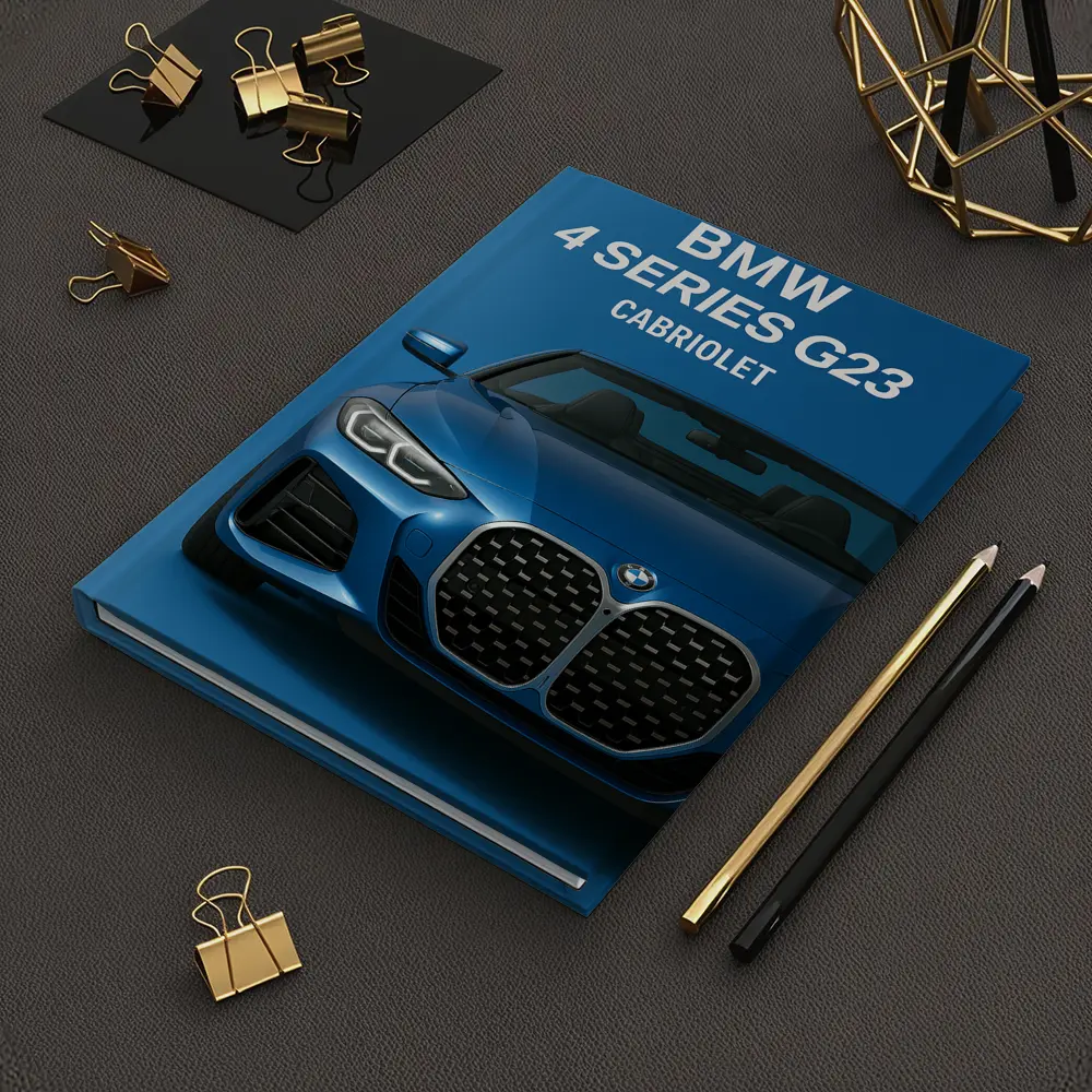 BMW 4 Series G23 Cabriolet Blue Background – Notebooks