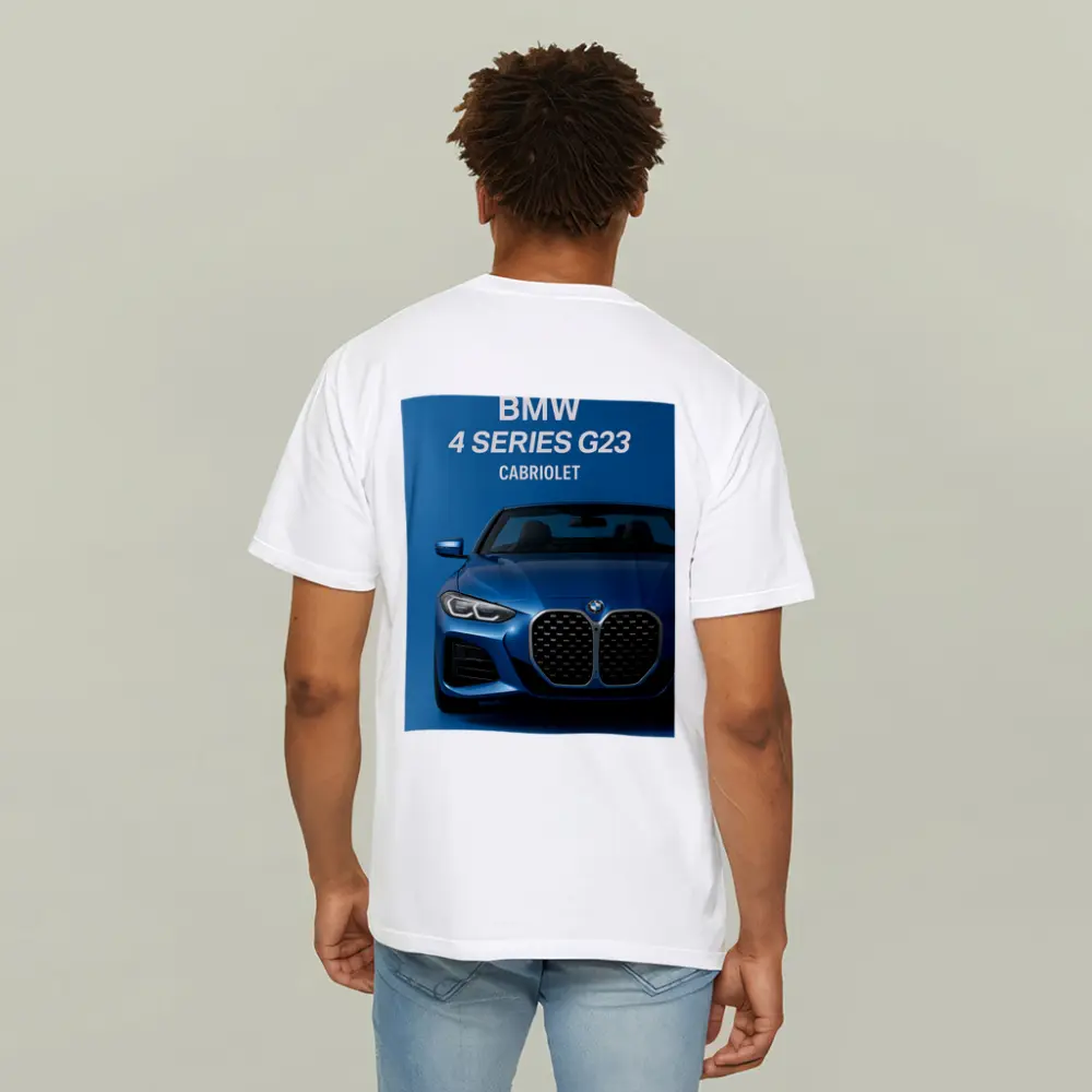 BMW 4 Series G23 Cabriolet Blue Background – T-Shirts