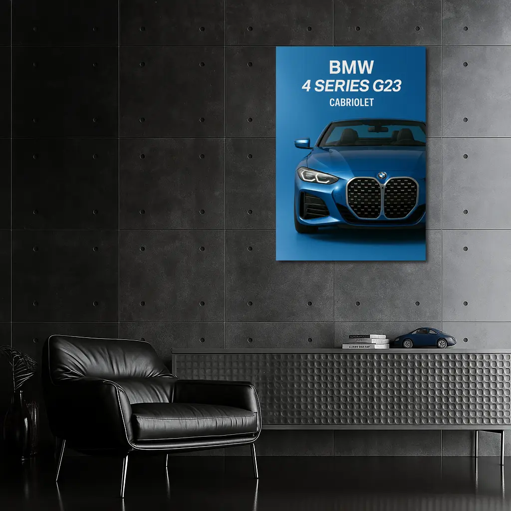 BMW 4 Series G23 Cabriolet Blue Background – Wall Art