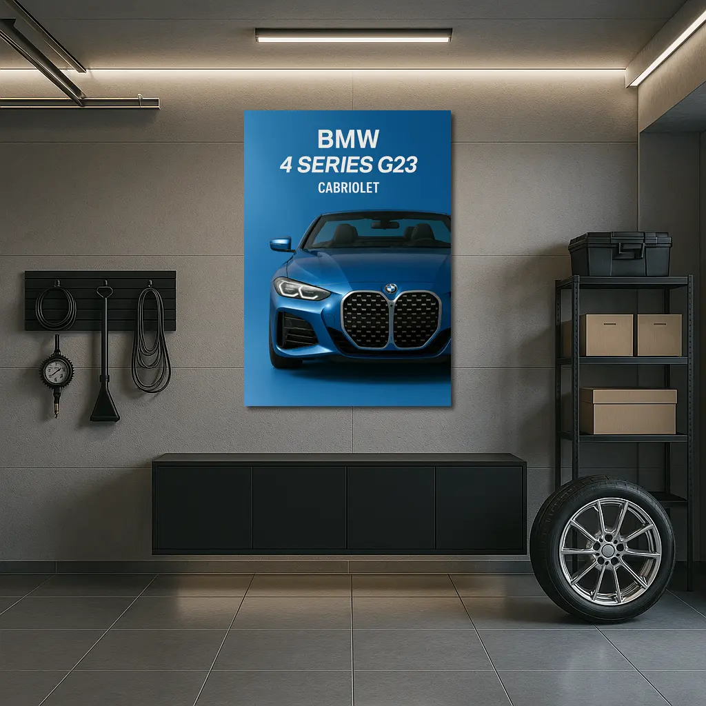BMW 4 Series G23 Cabriolet Blue Background – Wall Art