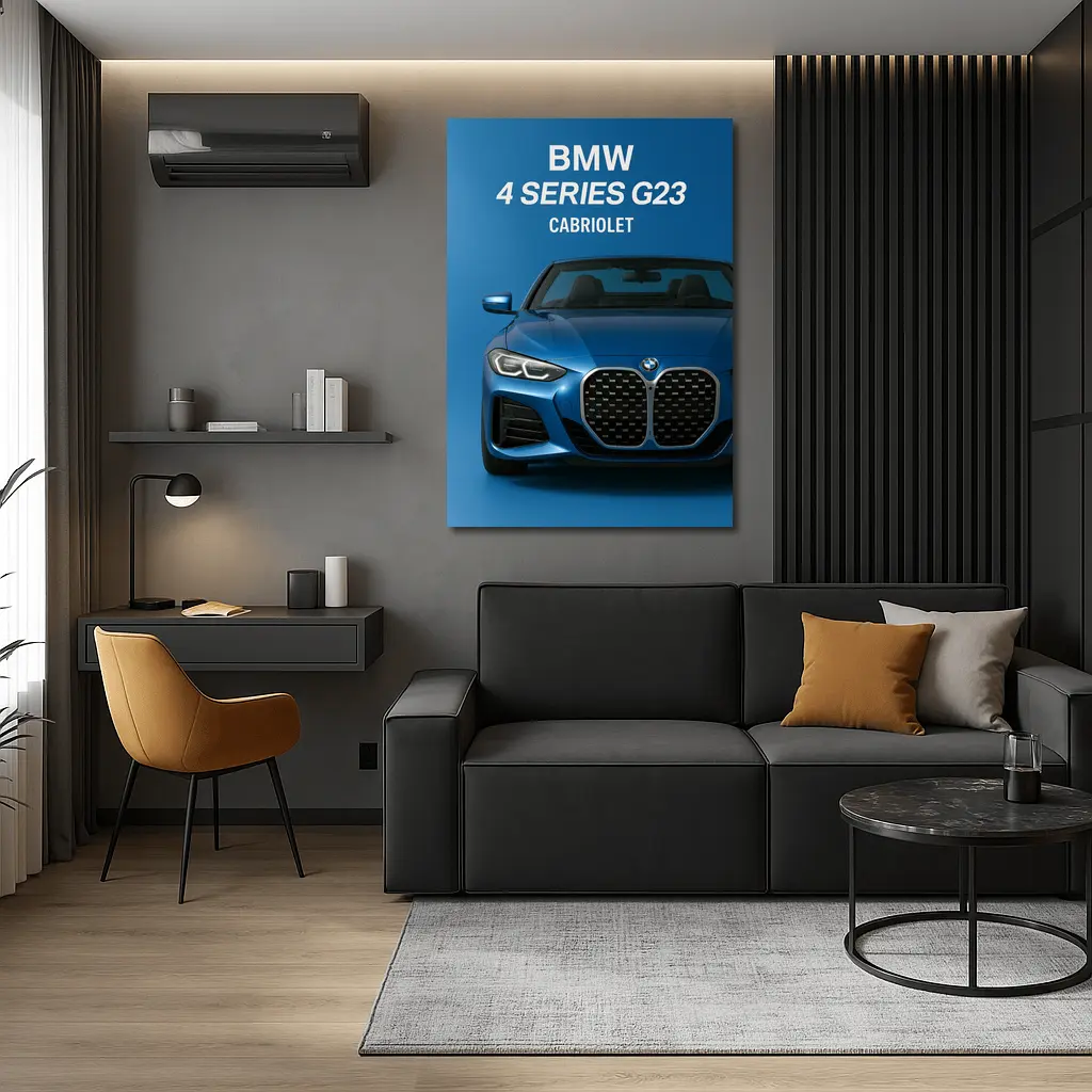 BMW 4 Series G23 Cabriolet Blue Background – Wall Art