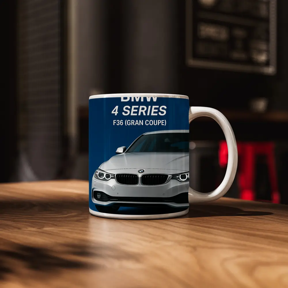 BMW Four Series Gran Coupe Blue Background – Mugs
