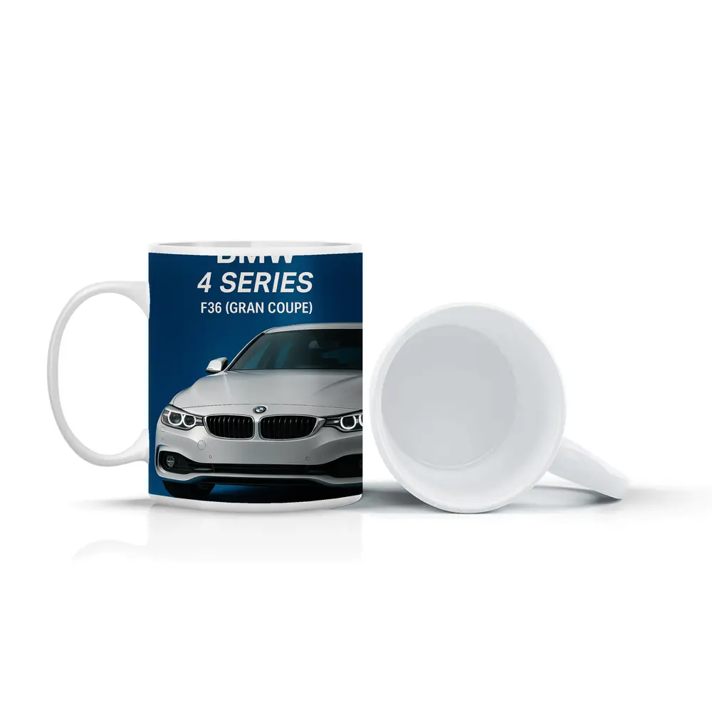BMW Four Series Gran Coupe Blue Background – Mugs