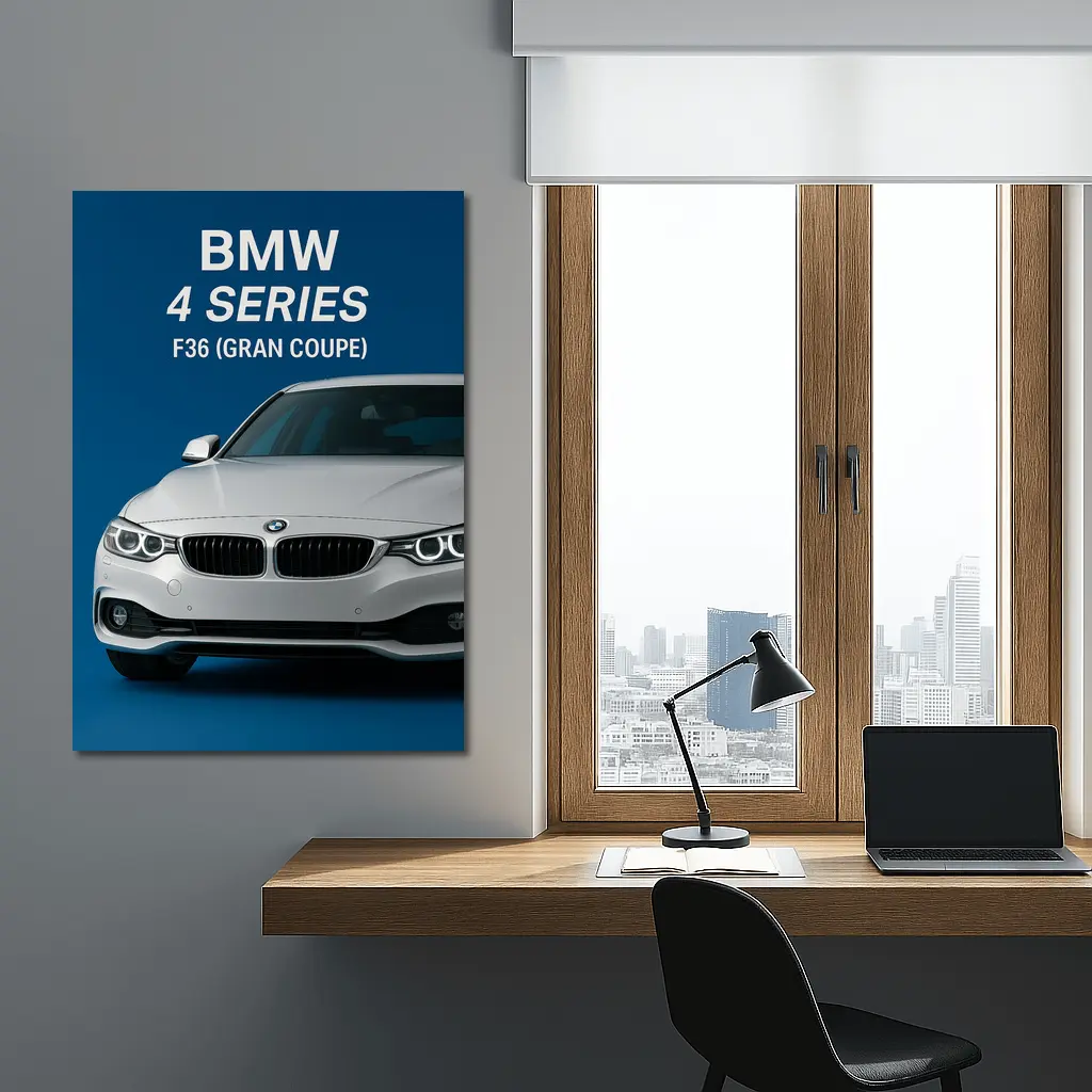 BMW Four Series Gran Coupe Blue Background – Wall Art