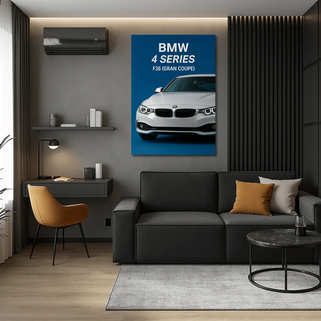 BMW Four Series Gran Coupe Blue Background – Wall Art