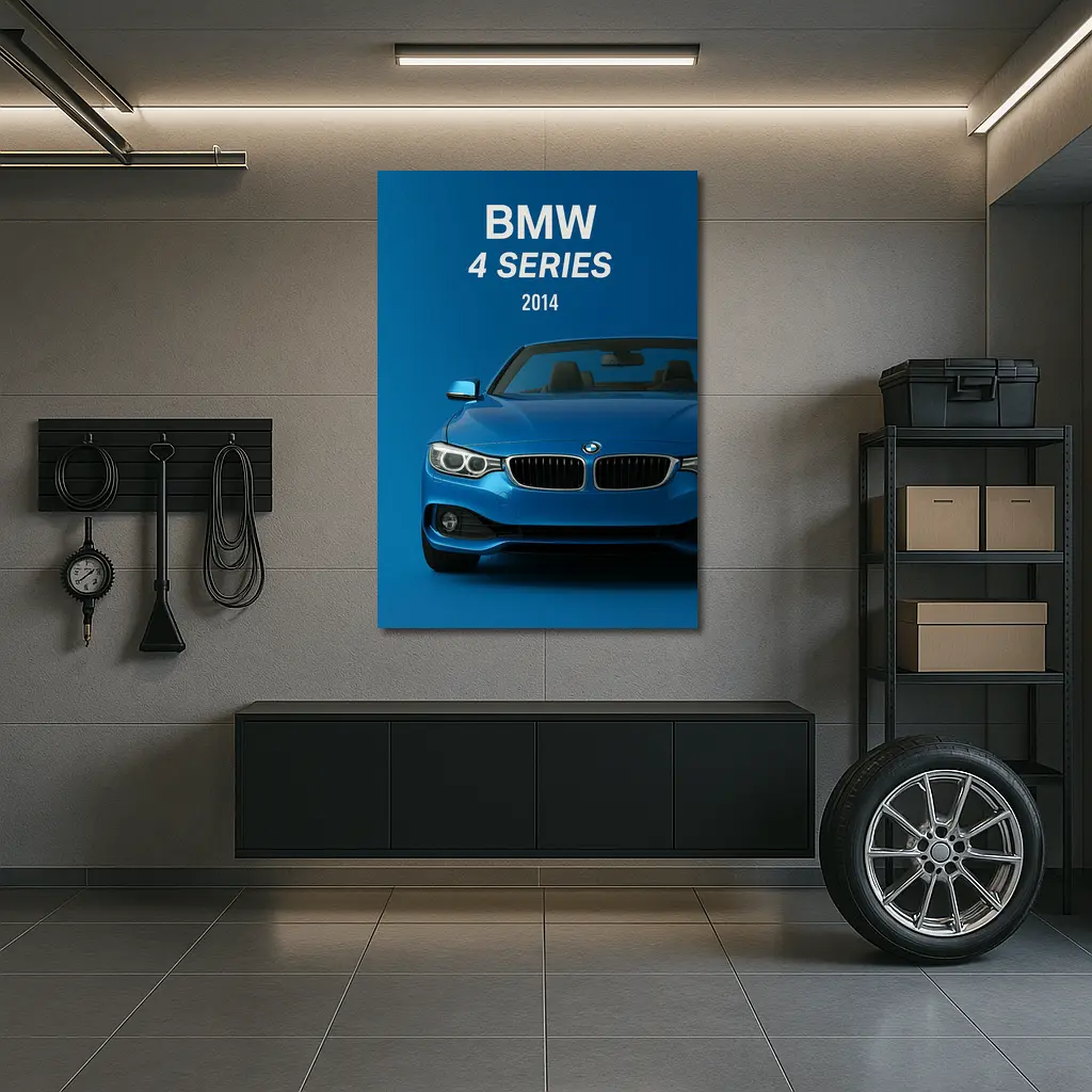 BMW 4 Series 2014 Blue Convertible Front – Wall Art