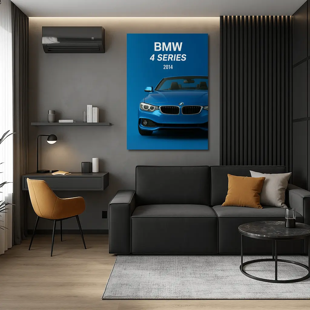 BMW 4 Series 2014 Blue Convertible Front – Wall Art