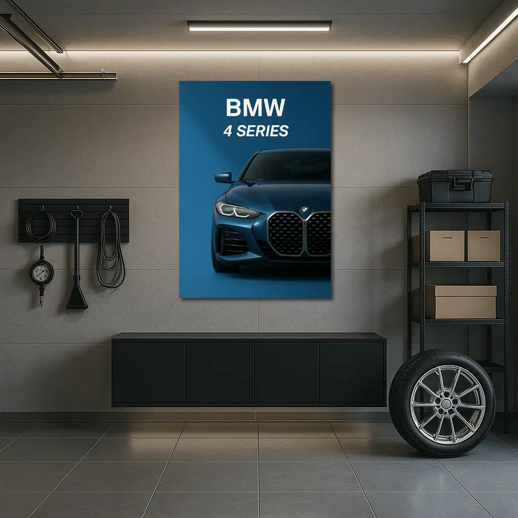 BMW 4 Series Front View Blue Background – Wall Art