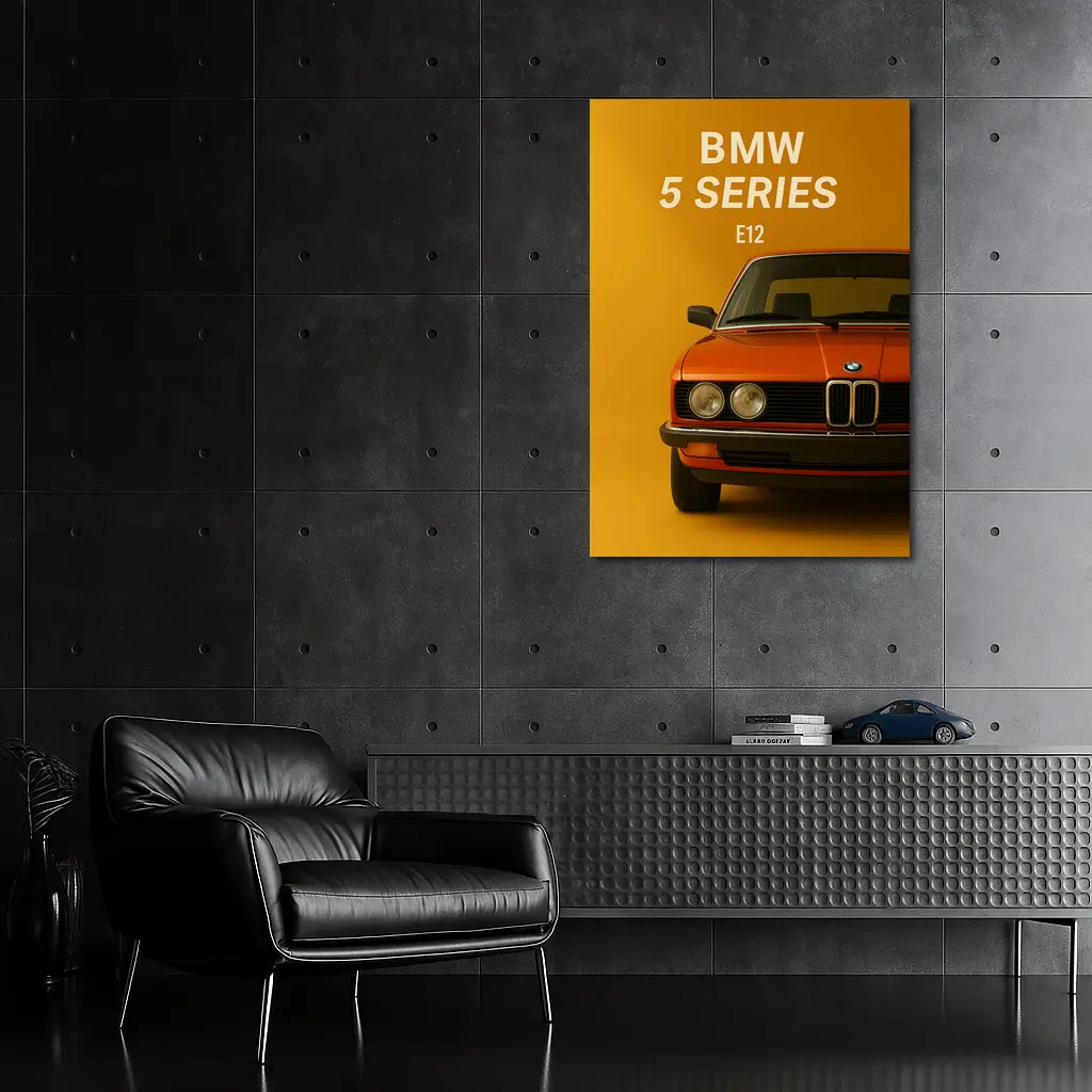 BMW Five Series E12 Orange Yellow Background – Wall Art