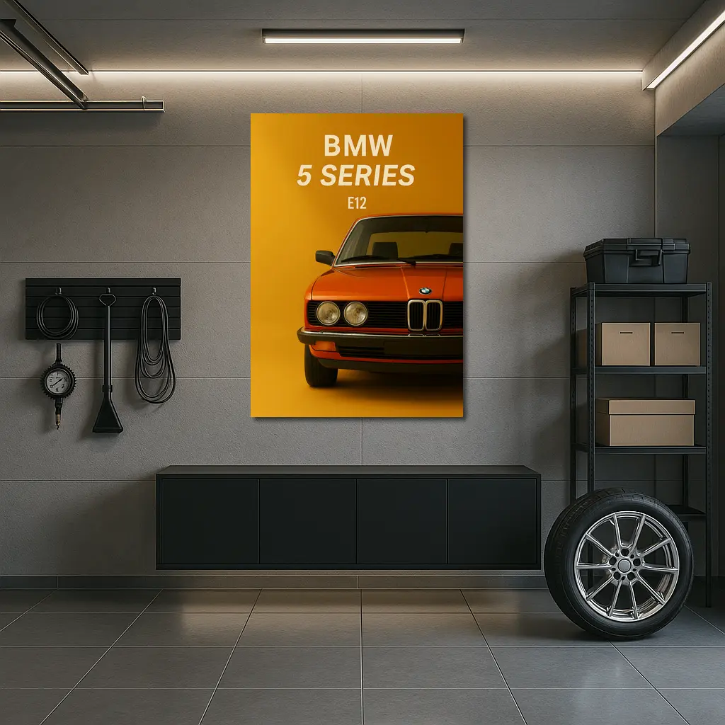 BMW Five Series E12 Orange Yellow Background – Wall Art