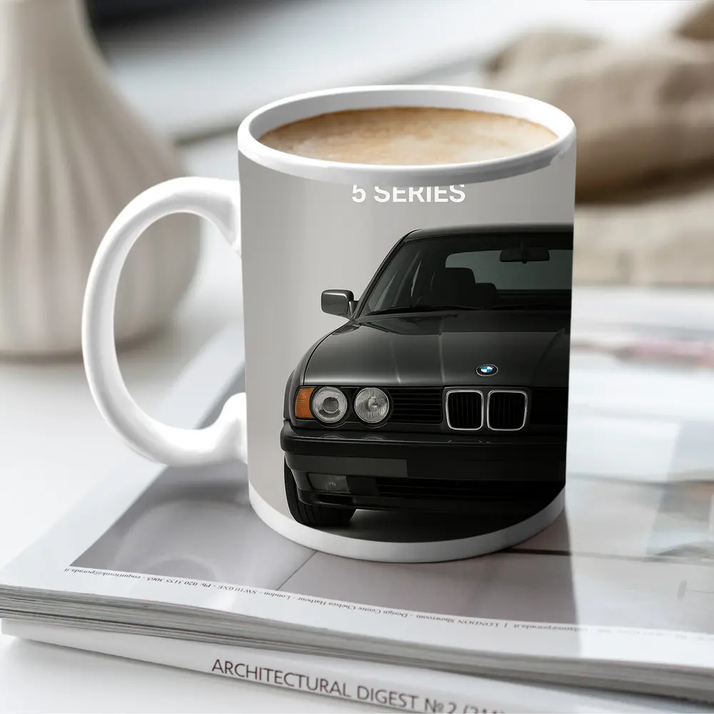 BMW 5 Series Classic Front View Gray – Mugs